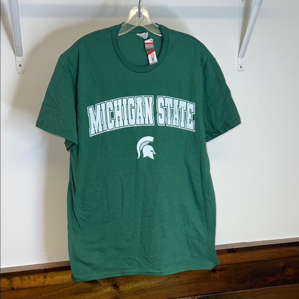 NWT Jerzees Green‎ Michigan State Men's Tee- L